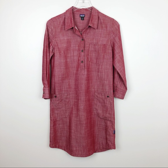 Patagonia Dresses & Skirts - Patagonia | Rocky Peak Shirt Dress Red Chambray XS